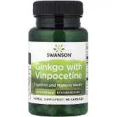Swanson Health , Ginkgo Vinpocetine, Standaroidit, 60 Kapselia