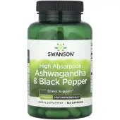 Swanson Health Ashwagandha ja mustapippuri korkealla imeytymisellä - 120 kapselia