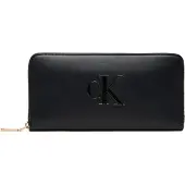 Calvin Klein Kukkaro 'Embossed Monogram Zip-around' musta