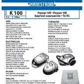 Hanestroem – Vacuum cleaner bags K100 fits: AEG / ELECTROLUX / HUGIN / PHILIPS / VOLTA