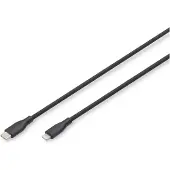 Digitus AK-600110-005-S, 0,5 m, Lightning, USB A, Uros, Uros, Musta
