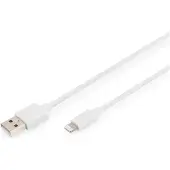 Digitus DB-600106-020-W, 2 m, Lightning, USB A, Uros, Uros, Valkoinen