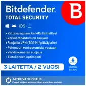 Bitdefender Total Security | 3 laitetta | 2 vuotta | Windows | Mac | Android | iOS