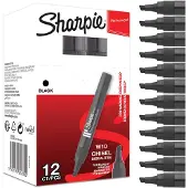 Sharpie Permanent Markers Chisel Tip Black Tuck of 12