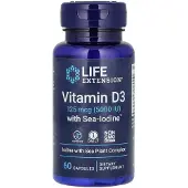 Life Extension D3-vitamiini merilevästä, 5000 IU - 60 kapselia