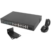 Lanberg Rack Switch 19 POE+ 16x 100MB /2X COMBO GIGABIT ETHERNET 250W - RSFE-16P-2C-250