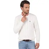 Ralph Lauren Cable-Knit Cotton Sweater - White - XXL