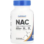 Nutricost N-asetyyli-L-kysteiini (NAC) 600 mg, 30 kapselia