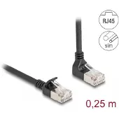 DeLOCK – RJ45 Network Cable Cat.6A S/FTP Slim 90° upwards angled / straight 0.25 m black (80285)