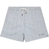 KnowledgeCotton Apparel Mid-Thigh Seersucker Swimshorts - Blue - XL