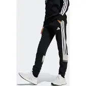 Adidas Urheiluhousut 'SEASONAL ESSENTIALS TIBERIO 3 STRIPES FLEECE' harmaa / vaaleanharmaa / musta / valkoinen