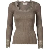 Rosemunde Rwbenita Silk Ls O-Neck Lace T-Shir - Brown - XS
