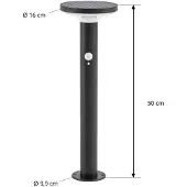 PRIOS LED-aurinkokäyttöinen jalkavalaisin Kalen, musta, 50 cm, liiketunnistin Kalen, Musta, Metalli, Moderni