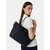 Tommy Hilfiger Ostoskassi 'Braided Handle Hobo Tote' laivastonsininen