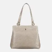 Wojewodzic OLIVIA - Beige lakkakuvioinen krokotiililaukku