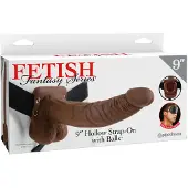 Fetish Fantasy -sarjan Strap-On luonnollisella, kaarevalla, tummalla dildolla