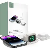 Tech-Protect QI15W-A32 3-in-1 taitettava magneettinen langaton laturi - MagSafe-yhteensopiva - harmaa