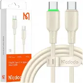 Mcdodo USB-C-KAAPELI PIKALATAUS SAMSUNG APPLE USB TYPE C -LAITTEILLE 65W 1M LED BEIGE