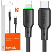 Mcdodo Laturikaapeli USB-C Salamannopea Lataus iPhonelle 1M LED Musta