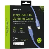 Innostyle JAZZY USB-C LIGHTNING MFI PIKALATAUSKAAPELI IPHONE KEVLAR 1M SININEN