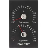 Bilovit musta lämpömittari kosteusmittarilla saunaan