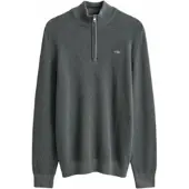 Gant Waffle Knit Half-Zip Sweater - Grey - S