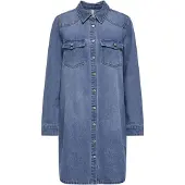 ONLY Onllisa L/S Dnm Dress Gua - Blue - XS