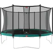 Berg trampoliini Favorit, sis. Comfort turvaverkon 380 cm vihreä