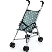 Bayer : Buggy Sateenvarjorattaat - Vihreδt ja valkoiset tδhdet - Tarvike nukkeille enintδδn 18" taittuva design turvavyφ Lasten lelu 3+