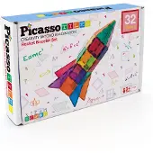 PicassoTiles Picasso Rocket Booster Magnetic Tiles 32-osainen magneettinen rakennussarja
