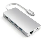 Satechi USB-C Multi-Port ‑sovitin 4K V2, Silver