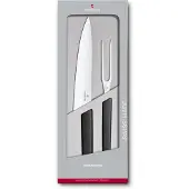 Victorinox Swiss Modern carving knife and meat fork, black