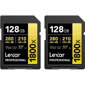 Lexar Pro 1800x SDXC U3 (V60) UHS-II R270/W180 128 Gt - 2pack -muistikortti