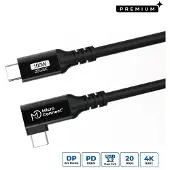 Microconnect 3.2 Gen2x2 USB-C -kaapeli, suora-kulma, 20Gbps, 100W, 4m, musta