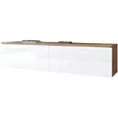 Bratex TV-kaappi olohuoneeseen 140 cm, 2-ovinen, wotan + kiiltävä valkoinen, universaali