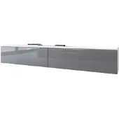Bratex TV-kaappi 180 cm olohuoneeseen, 2-ovinen, vetimetön, mattavalkoinen, kiiltävä harmaa