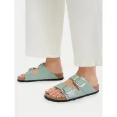 Birkenstock for woman. 1031882 Green Arizona Big Buckle Leather Sandals (Narrow Fit) (36), Flat, None, Casual