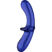 Satisfyer Double Crystal - kaksipäinen lasidildo - sininen