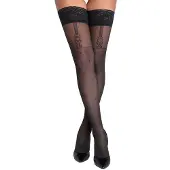 Cottelli collection Cottelli Legwear Flirt mustat stay-up-sukat pitsireunalla XL