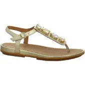 FitFlop for woman. A4I-675 Gracie Ultra-Jewel Gold Leather Sandals (39), Flat, Buckle, Casual, Party
