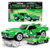 Mega Brick Shop Hot Wheels Custom ’68 Camaro Building Toy Kit (289 Pieces), For Collectors - Green - ONE SIZE