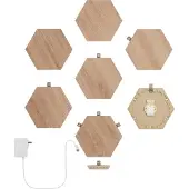 Nanoleaf Elements Wood Look Hexagons Starter Kit -aloituspakkaus, 7 panelin pakkaus