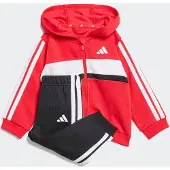 Adidas Treenipuku 'ESSENTIALS TIBERIO 3 STRIPES FLEECE' kirkaanpunainen / musta / valkoinen