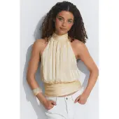 Gina Tricot Halterneck Top - Yellow - 36