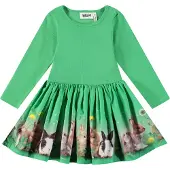 Molo Candi Long-Sleeved Dress Bonnie Patch 86 cm Vihreä 86 cm Tytöt
