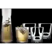 Lyngby Glas Karaffelsæt Lissabon 5 Dele Klar - Black - 29.3X 10.5X 26CM x 29.3