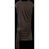 Mango Ruched Bodice Brooch Dress - Brown - S