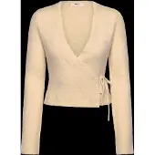 Gina Tricot Knitted Wrap Cardigan - Cream - XL