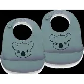 Nuuroo Alfie Silicone Short Bib 2-Pack With Print - Blue - ONE SIZE
