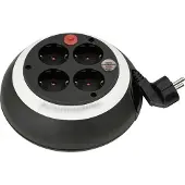 Brennenstuhl – Cable reel, 4 earthed contacts, 3m cable, fuse, increased touch protection, black/white (1109220)